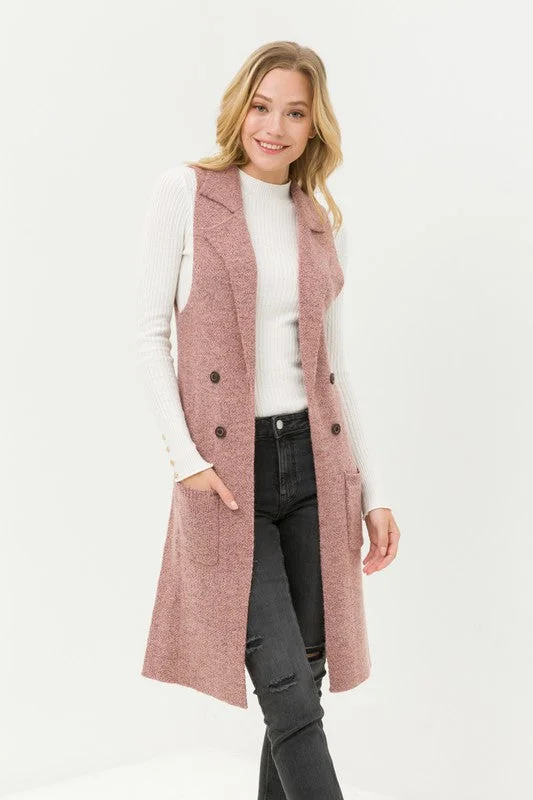 Fall in Love Sleeveless Cardigan in Mauve Elegant Classic Vintage