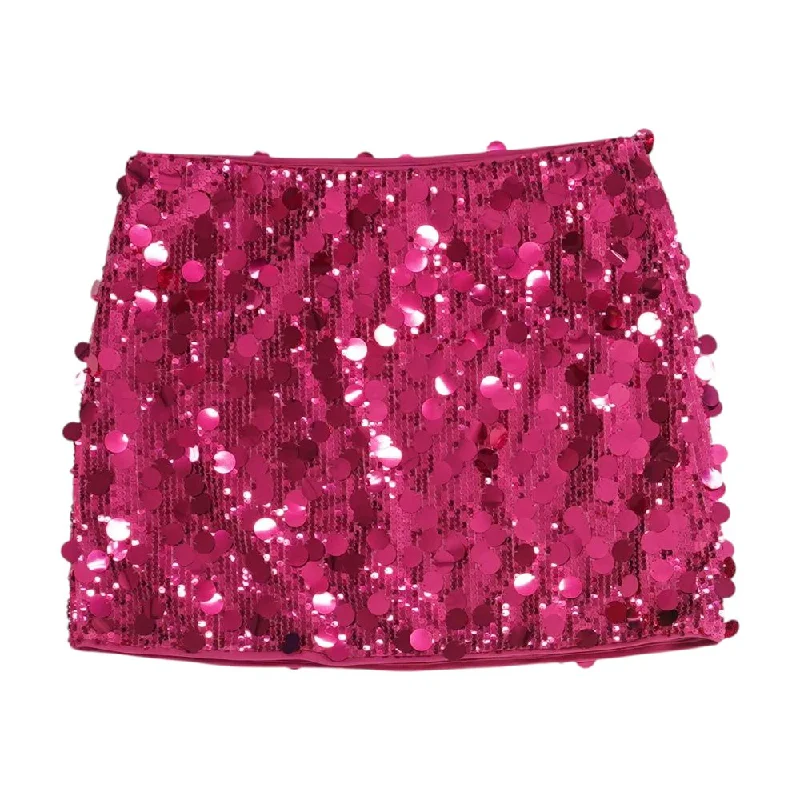 Magenta Solid Mini Skirt cotton skirt soft