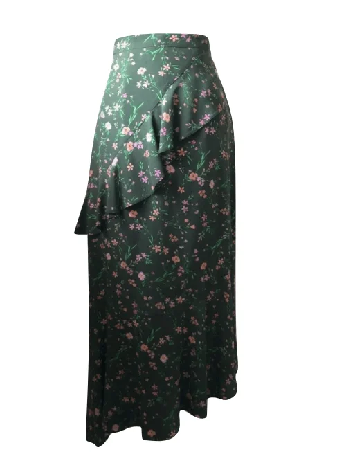 F&F Khaki Green Floral Womens Skirt wool skirt warm