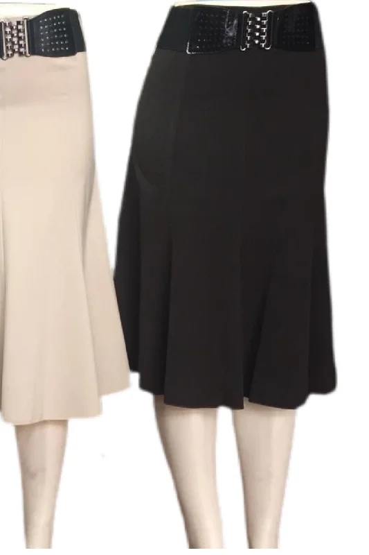 Dressy Mid-Length Skirt with Belt Style 4120 in Black, Beige or Grey seamless skirt comfort Dressy Mid-Length Skirt with Belt Style 4120 in Black, Beige or Grey seamless skirt comfort
