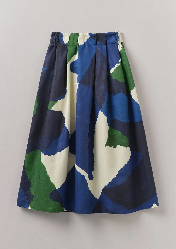 Washi Print Linen Cotton Skirt | Ecru/Blue/Green corduroy skirt durable