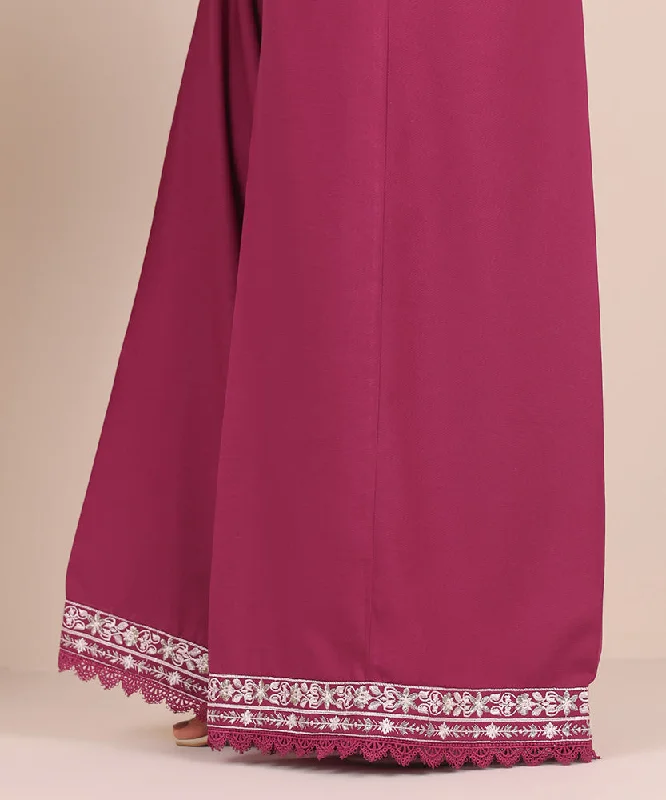 Embroidered Raw Silk Flared Pants Trendy Velvet Pants