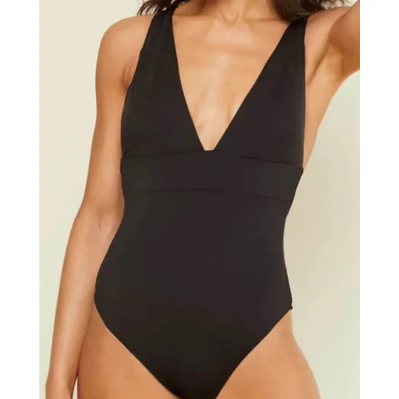 ANDIE SWIM Sardinia One Piece Swimsuit Small Tall Black Plunge V Neck Floral Print Swimsuit ANDIE SWIM Sardinia One Piece Swimsuit Small Tall Black Plunge V Neck Floral Print Swimsuit