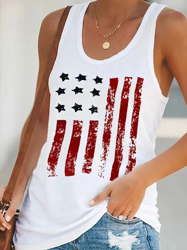 Women's American Flag Sleeveless Tank Top ribbed tank top