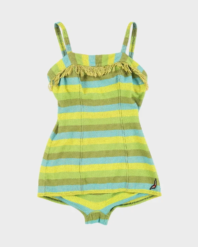 1940s Jantzen Striped Knitted Swimsuit - XXS Sporty Racerback Swimsuit