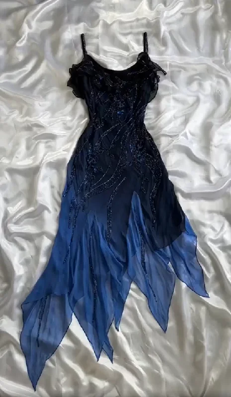Navy Blue Vintage Beading Charming Evening Party Dress, DP2502 Tunics Designer luxury Navy Blue Vintage Beading Charming Evening Party Dress, DP2502 Tunics Designer luxury