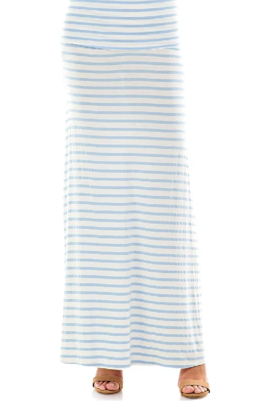 Striped Maxi Skirt Style 9001 in Baby Blue pleated skirt texture