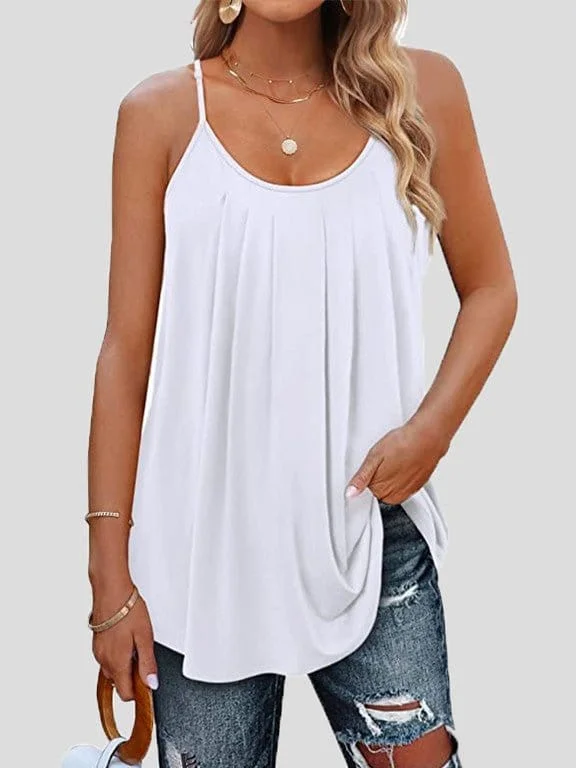 Front Pleated Scoop Neck Tank long tank top