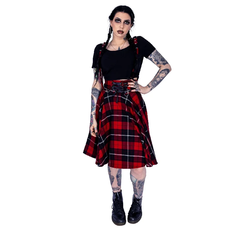 SENECA SKIRT - RED CHECK cashmere skirt plush