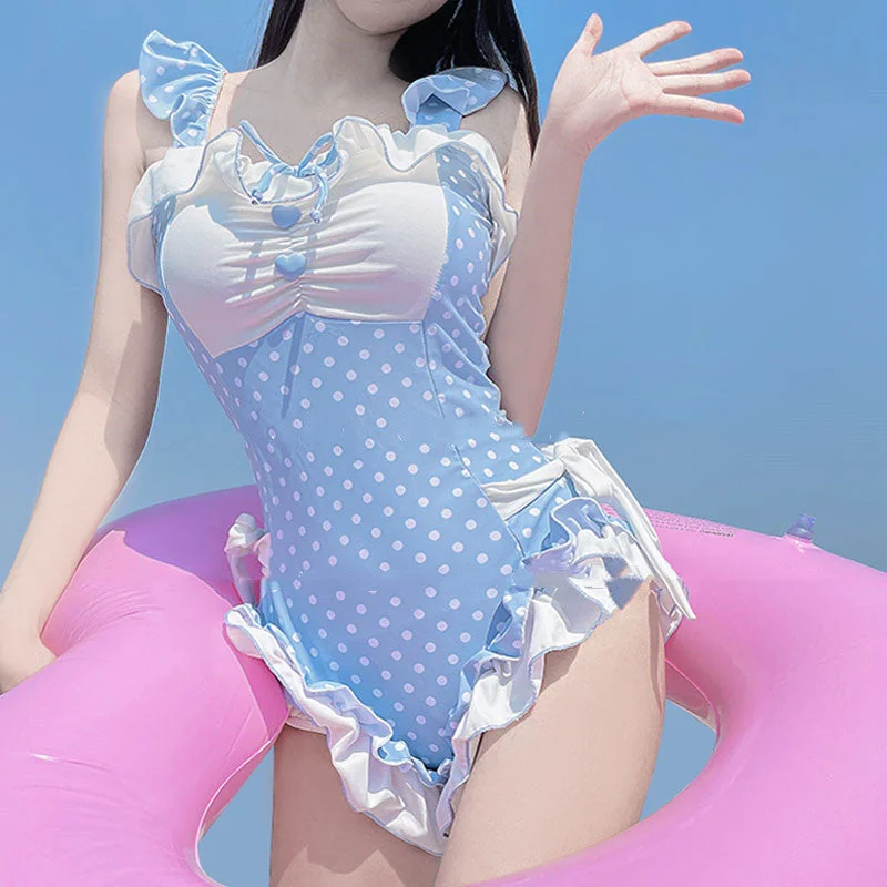 Blue Polka Dot Swimsuit  KF83874 Classic Swimsuit Design