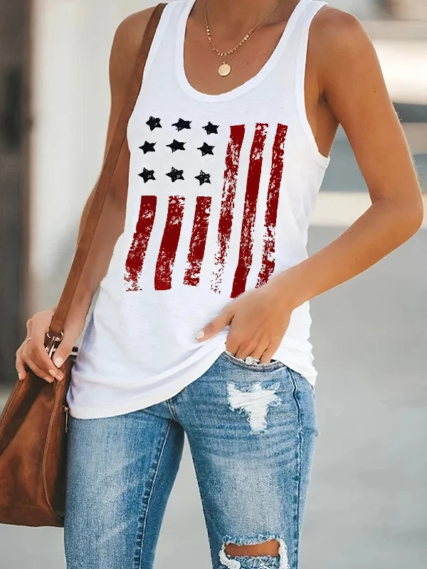 Women's Distressed American Flag Tank Top solid color tank