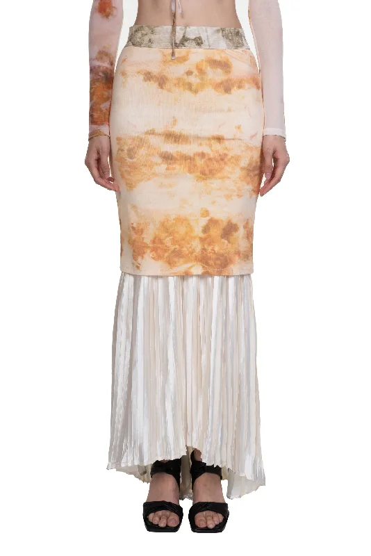 Chinese Medicine Print Layered Maxi Skirt lace skirt intricate