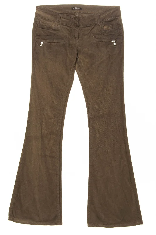 Balmain - Brown Bellbottom Pants - FR 40 Sleek Black Pants