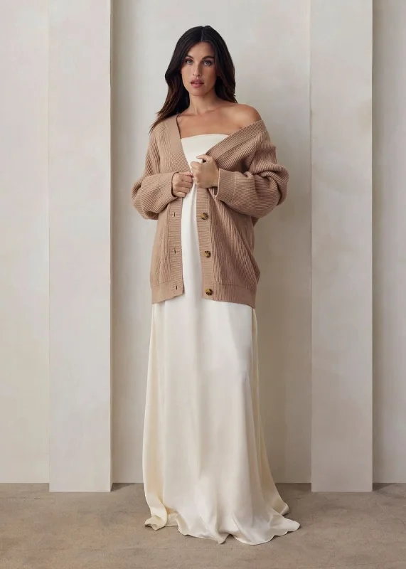 Cozy Knit Ribbed Cardigan Embroidered Appliqued Beaded