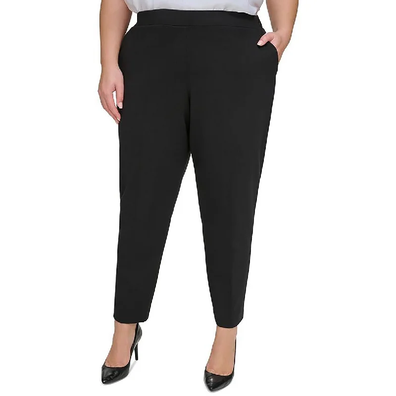 Calvin Klein Womens Plus Pocket Rayon Straight Leg Pants Comfortable Jogging Pants