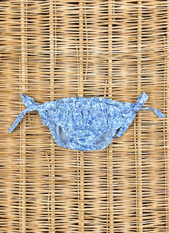Blue flowers Rouche cotton Swimsuit Strapless Swimsuit Top