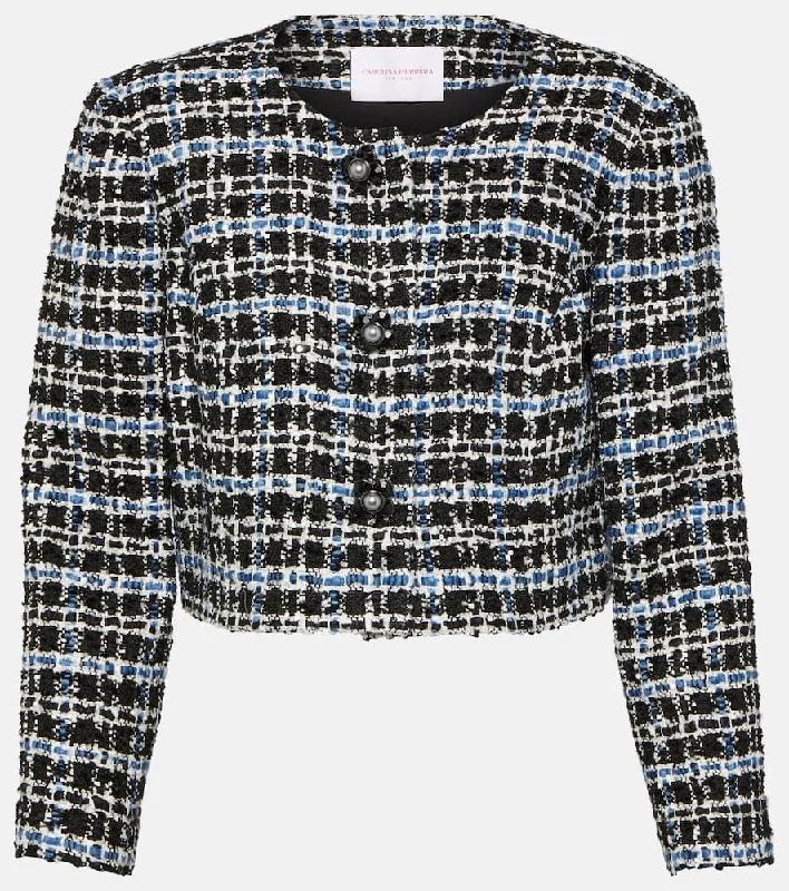 Carolina Herrera Cropped tweed jacket Chenille Jacket Brocade Jacket Lace Jacket