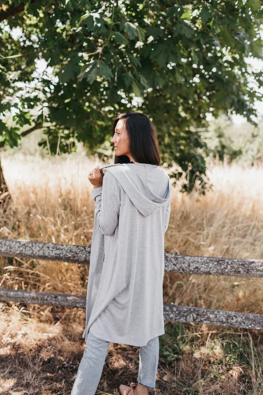 Hooded Cardigan in Grey Lightweight Heavyweight Midweight