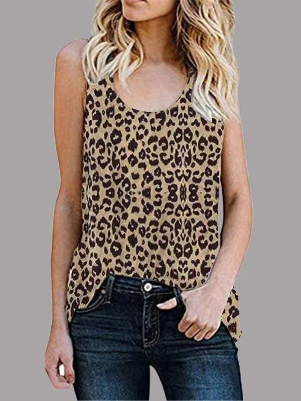 Loose Fit Leopard Print Tank charcoal tank top