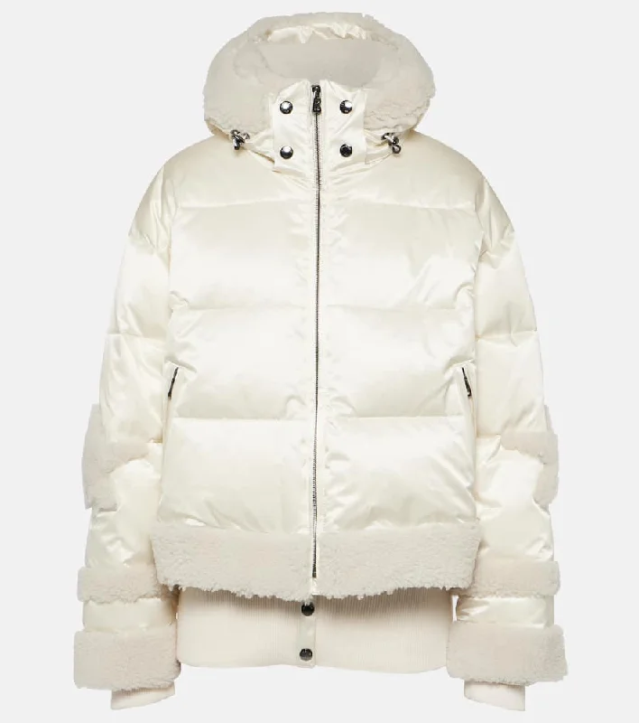 Bogner Mia shearling-trimmed down ski jacket Faux Fur Fabric Real Fur Fabric Shearling Fabric