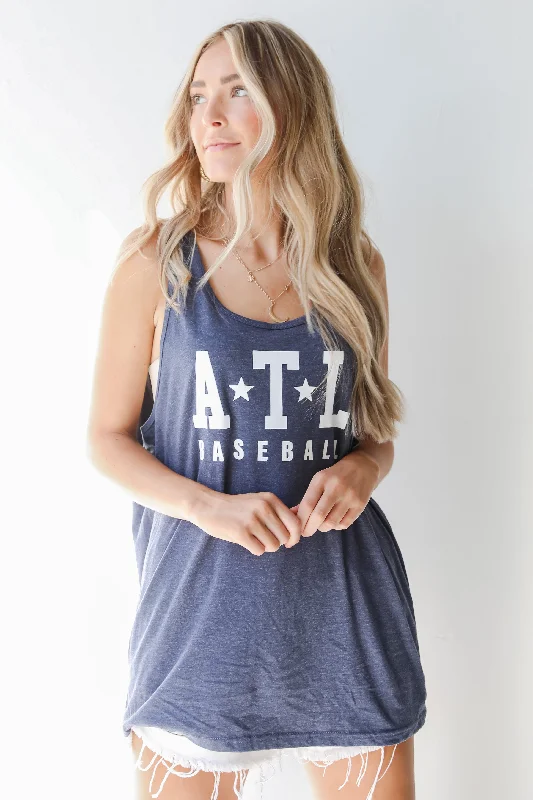 FINAL SALE - ATL Star Baseball Graphic Tank neon tank top