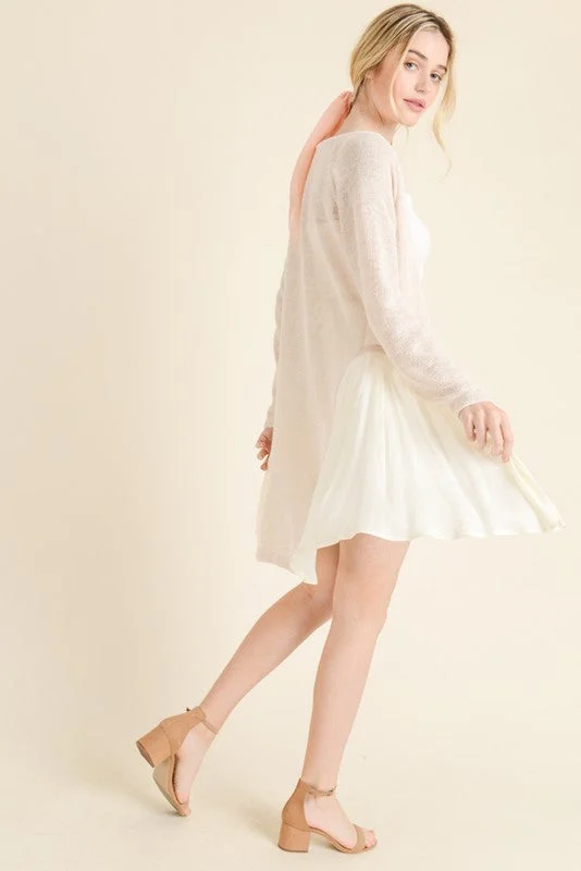 Victoria Ruffle Cardigan Sweater In Ivory Oversized Loose Flowy
