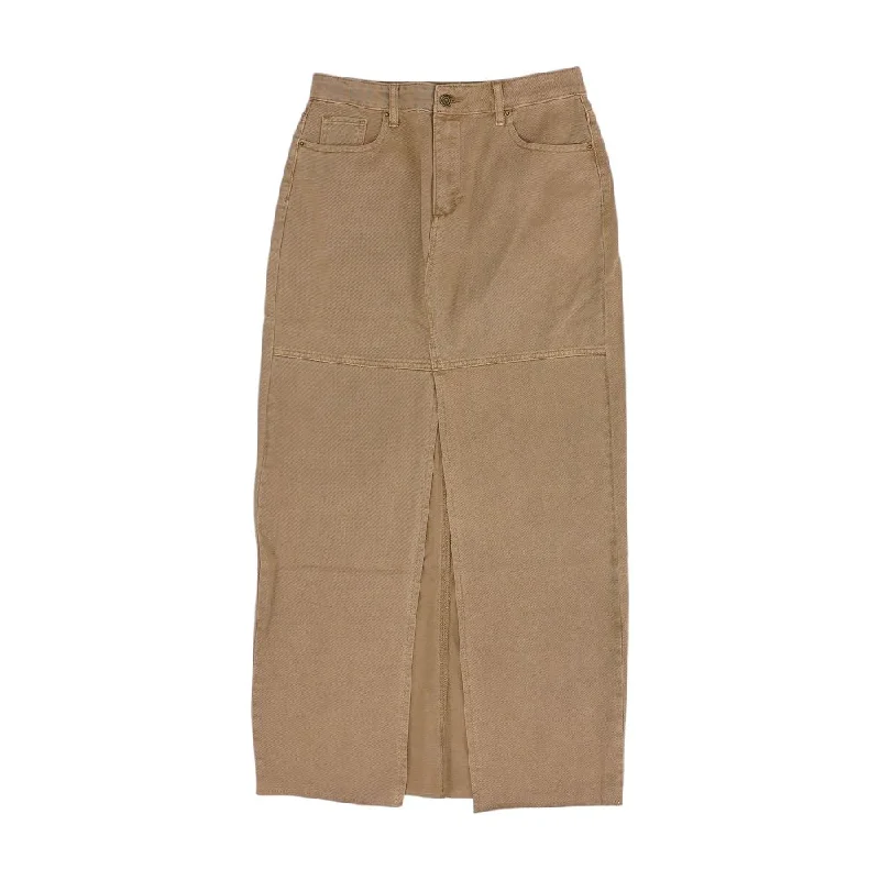Tan Solid Maxi Skirt lace skirt delicate