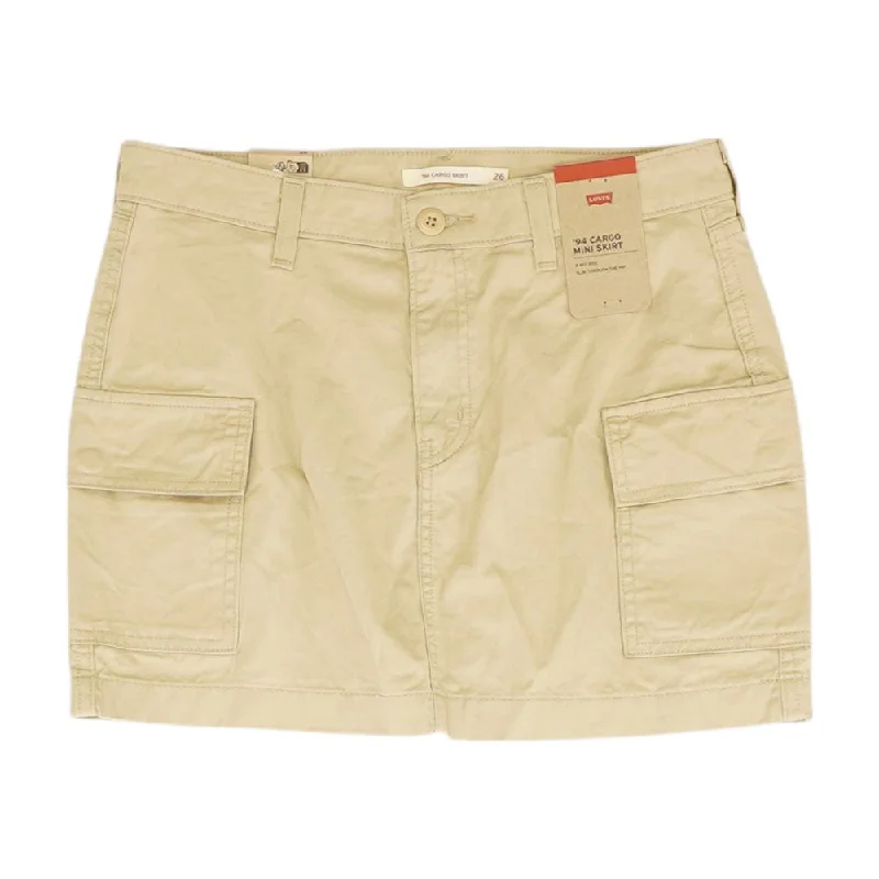 Tan Solid Mini Skirt denim skirt classic