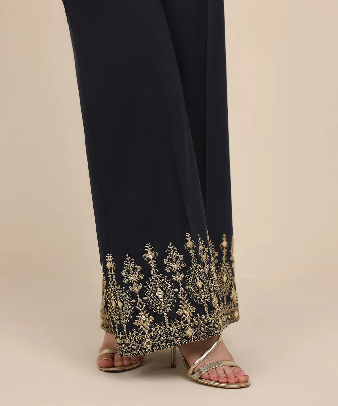Embroidered Cambric Flared Pants Cozy Lounge Pants