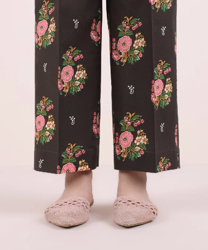Printed Cambric Straight Pants Slim Fit Casual Pants