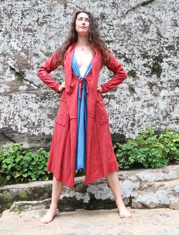 Hooded Tie Front Simplicity Below Knee Cardigan Mesh Blend Leather Blend Suede Blend