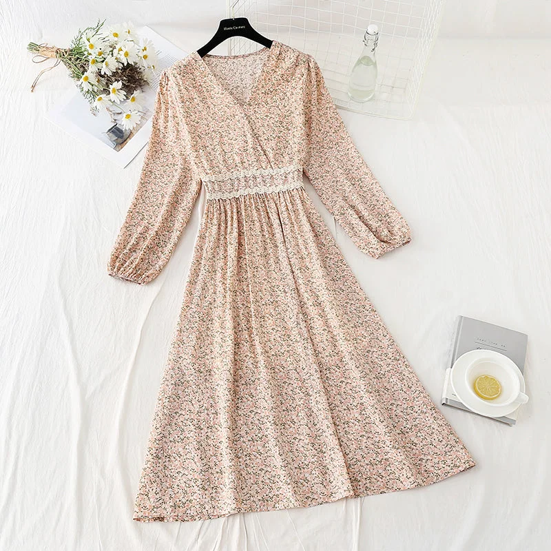New French tea break early spring chiffon skirt long  2313 seamless skirt comfort