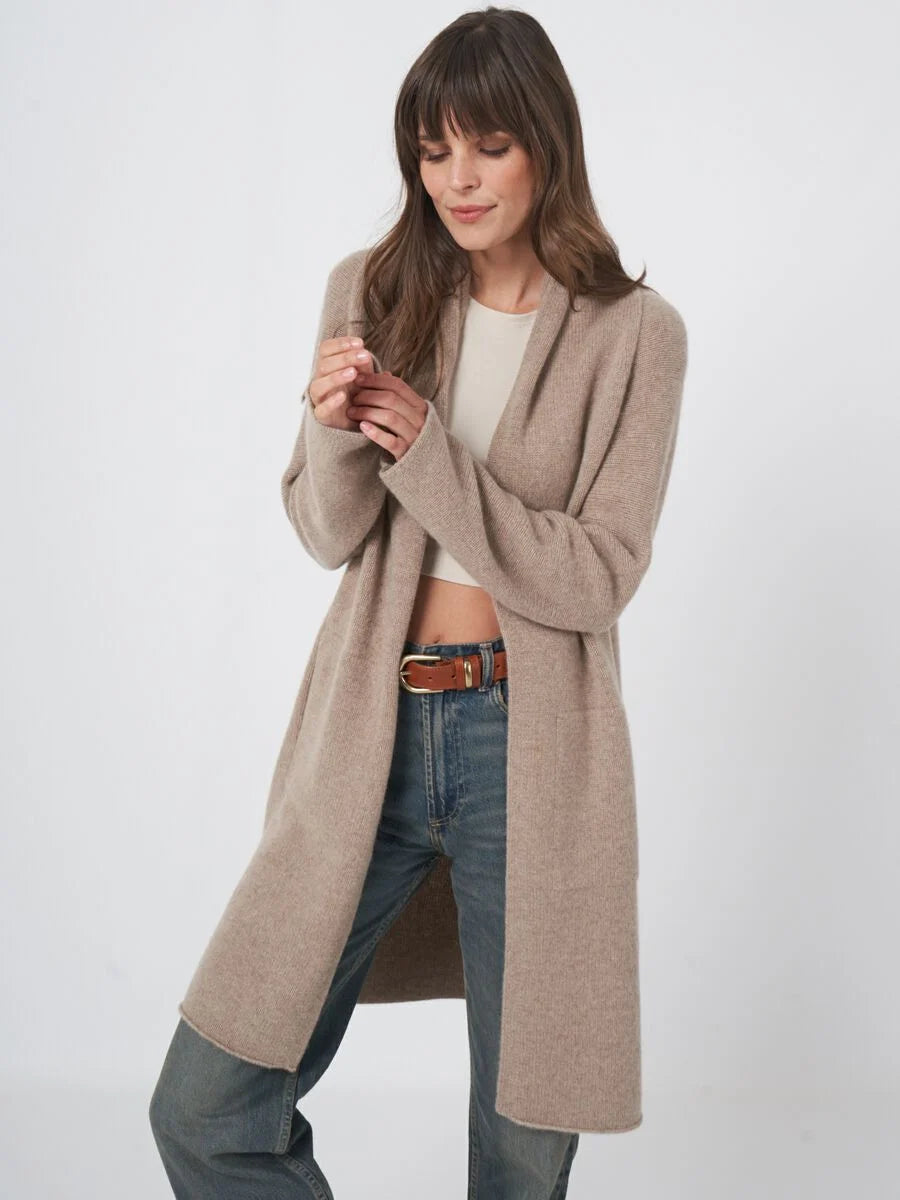 Taupe Luxurious Cashmere Cardigan Faux Fur Fabric Real Fur Fabric Shearling Fabric