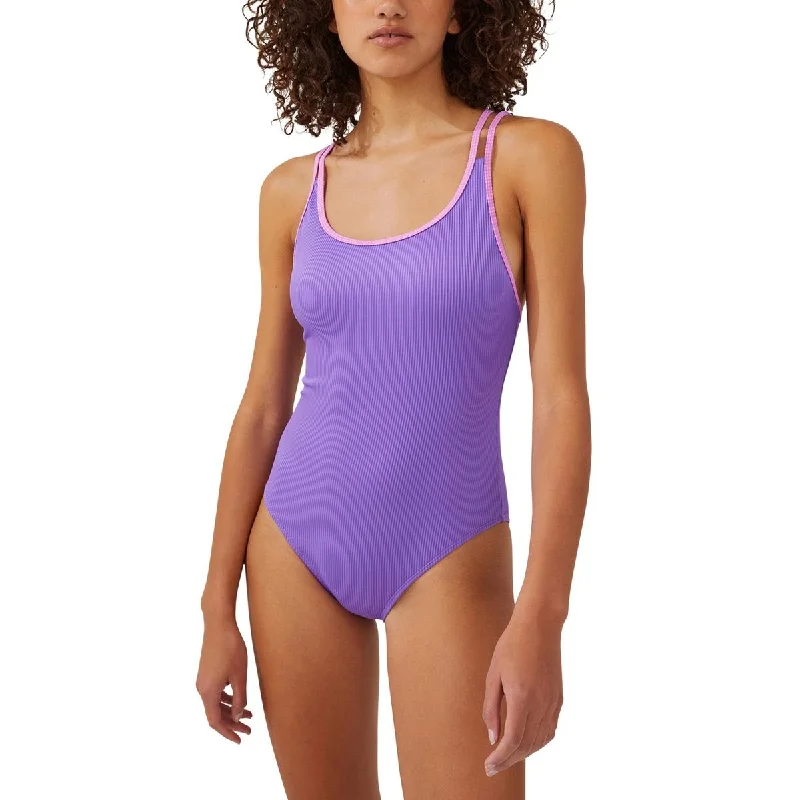 Cotton On Womens Solid Cheeky One-Piece Swimsuit Strapless Swimsuit Top
