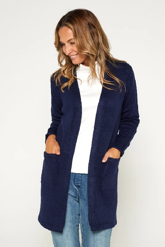 Salima Knit Cardigan - Navy Handmade Hand-knitted Hand-woven