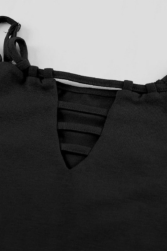 V-Neck Lace-Up Skull Tank Top sleep tank top