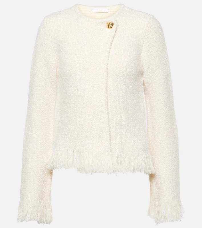 Chloe Wool, silk, and cashmere-blend jacket Print Jacket Jacquard Jacket Embroidered Jacket