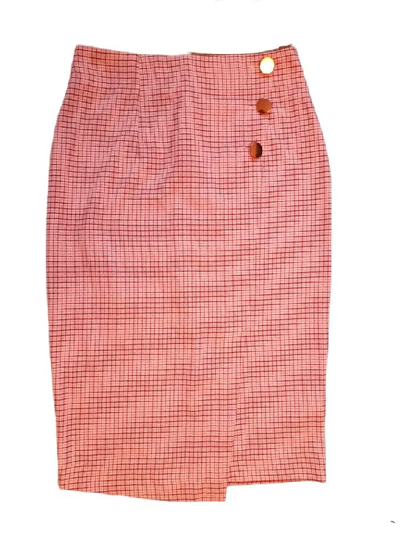 M&S Pink Check Pencil Womens Skirt lace skirt romantic