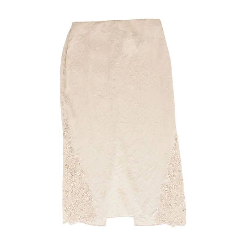 Tan Solid Midi Skirt leather skirt bold