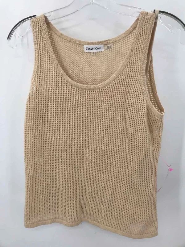 Pre-Owned Calvin Klein Tan Size Small Knit Tank relaxed fit tank