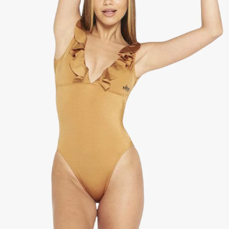Jeep Womens 1 Pc Swimsuit Gold Push-Up Bikini Top