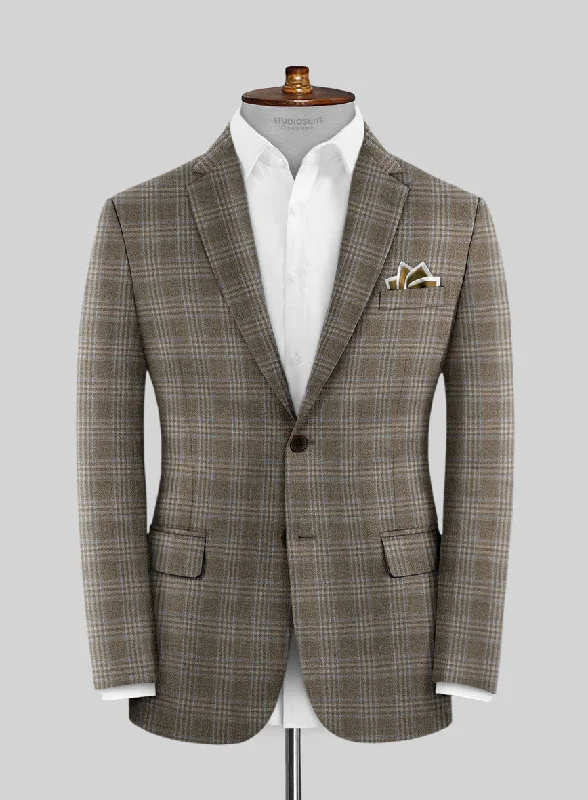 Reda Omiji Brown Checks Wool Jacket Welt Pockets Slit Pockets Flap Pockets