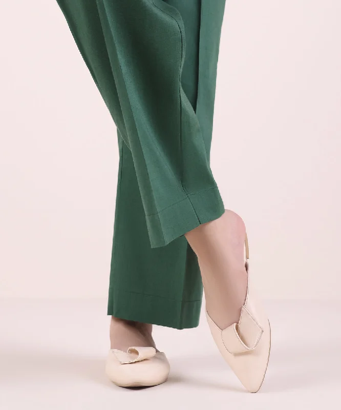Solid Cotton Viscose Pants Classic Bootcut Trousers