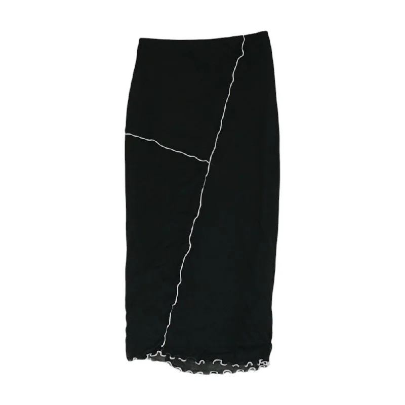 Black Solid Midi Skirt corduroy skirt cozy