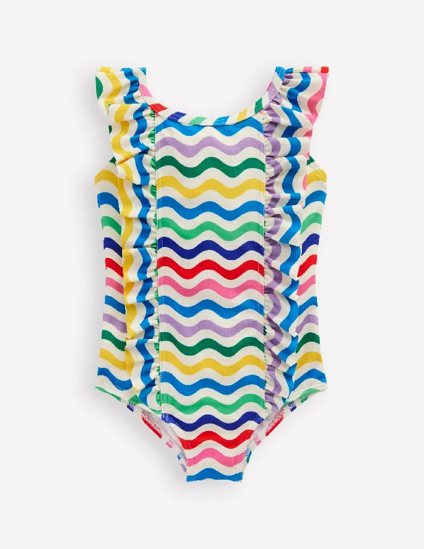 Frilly Swimsuit-Multi Small Wave Chic Beach Cover-Up