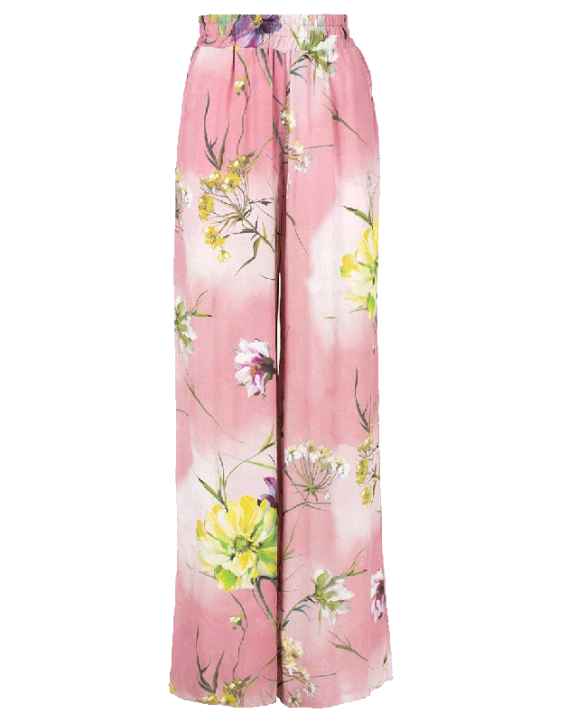 Wide Leg Floral Pant Fashionable Sporty Pants