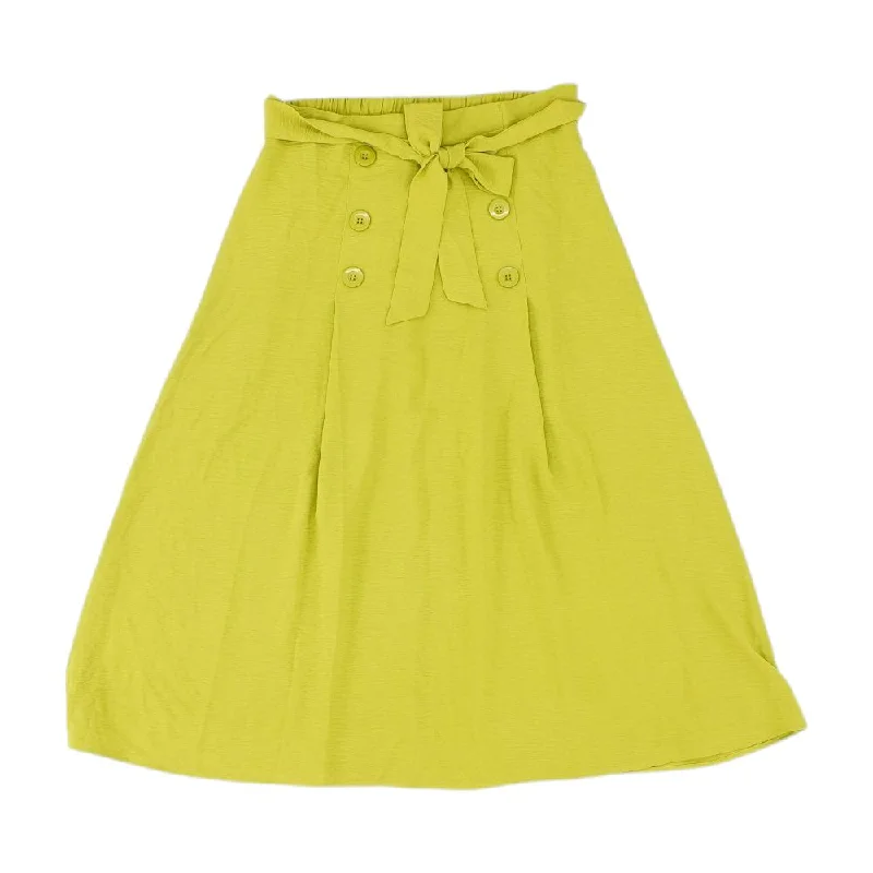 Green Solid Midi Skirt summer skirt style