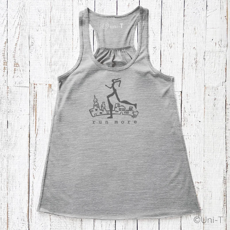 Gift for Runner, Flowy Tank Top - Run More lemon yellow tank