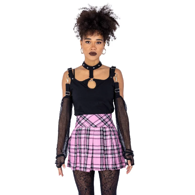 ZORYA SKIRT - PINK CHECK silk skirt elegant
