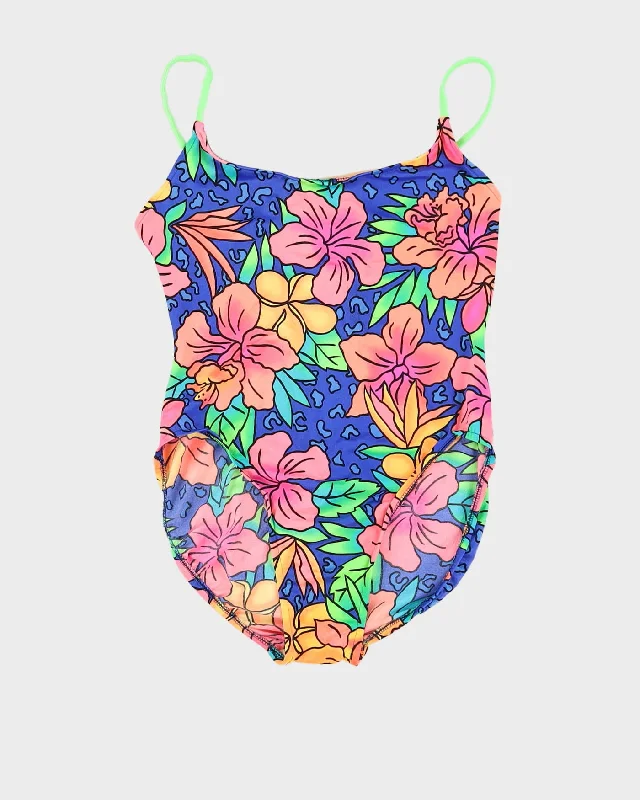 Y2K 00s Neon Patterned Swimsuit - S Sexy Monokini Swimsuit